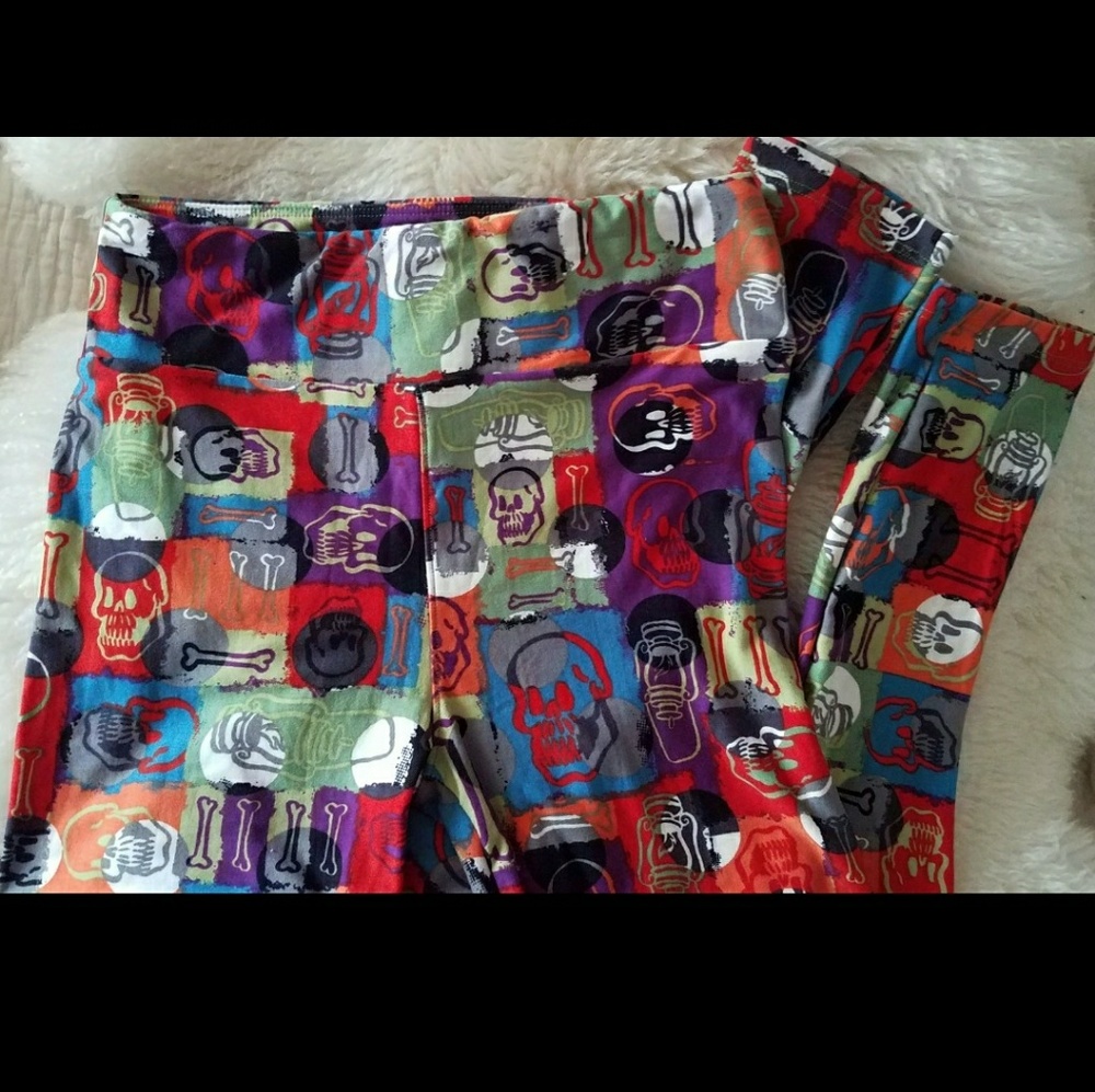 LuLaRoe leggings skulls Skeleton OS bones blue